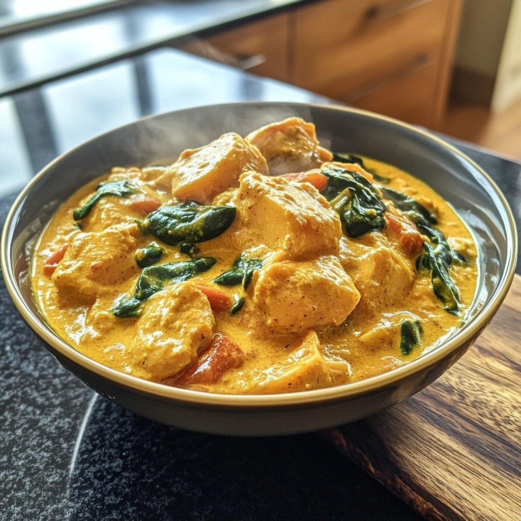 Süßkartoffelcurry mit Spinat