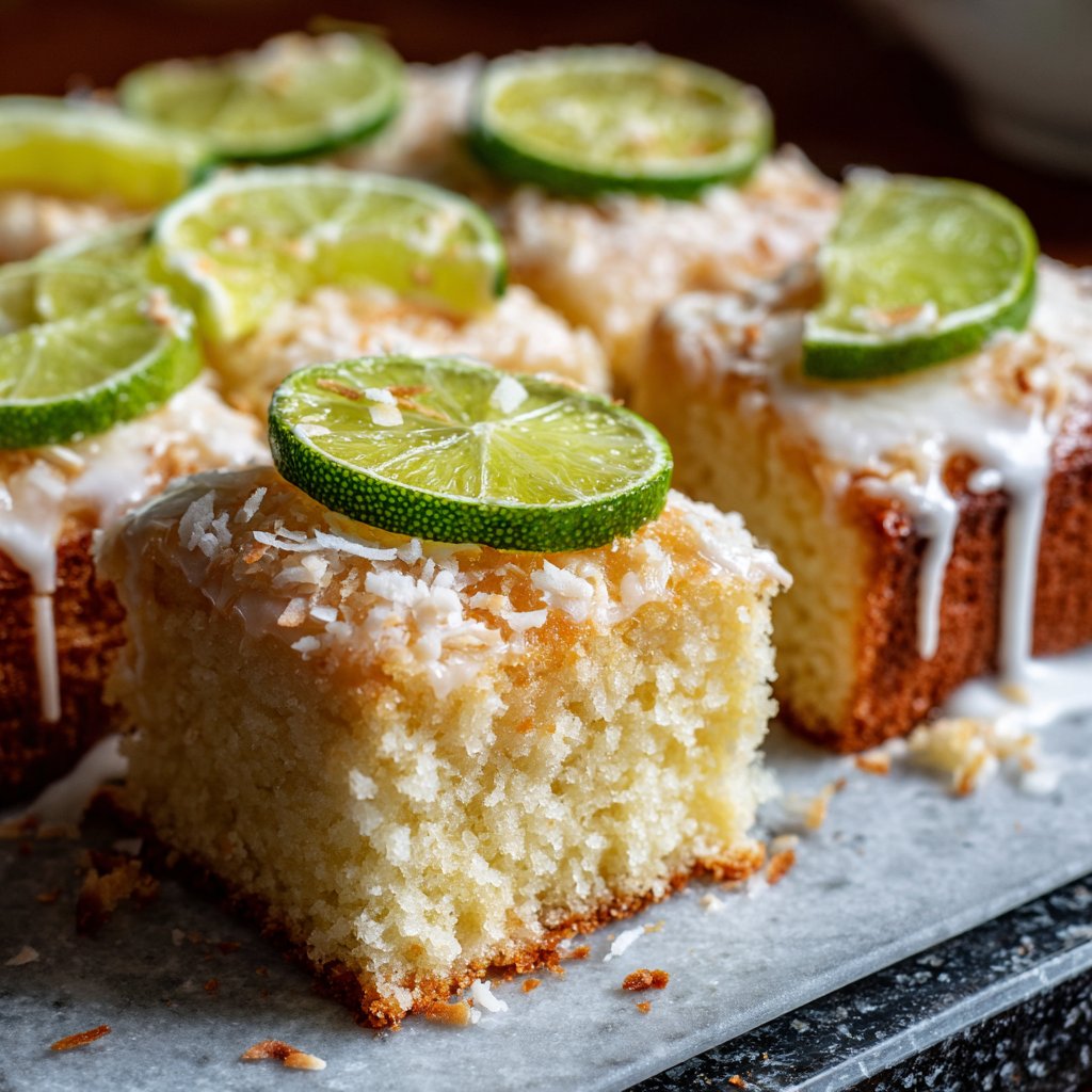 Blechkuchen mit Kokos und Limette