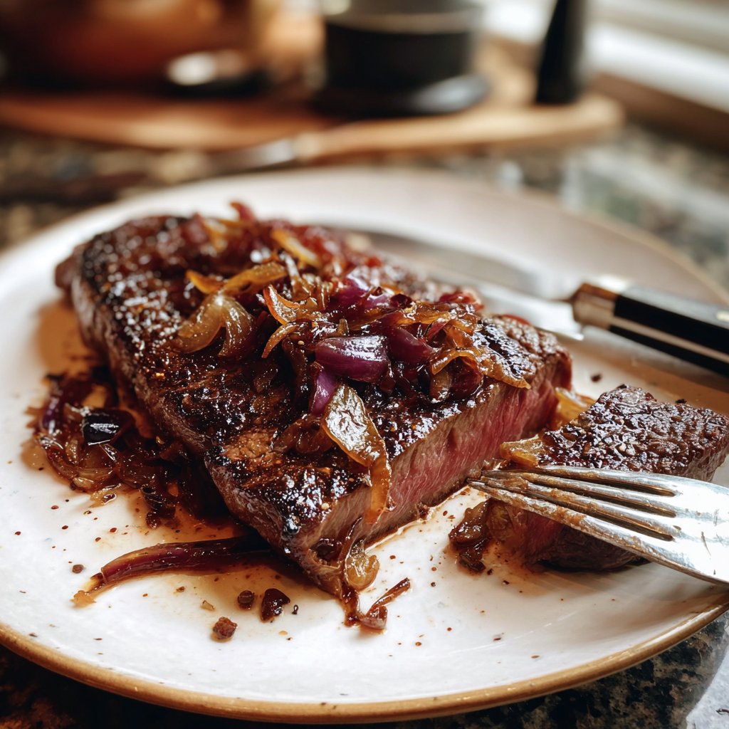 Steak mit Rotwein-Schalotten