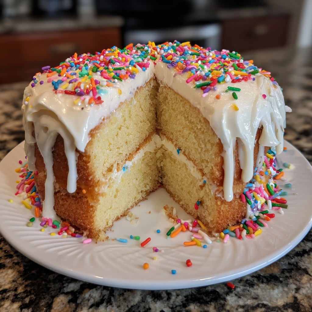 Geburtstagskuchen mit Vanillefrosting