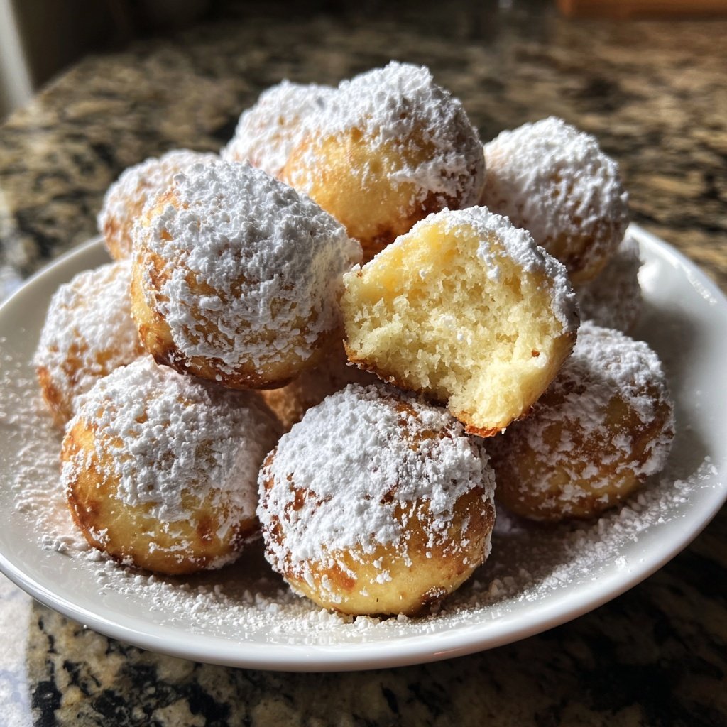 Quarkbällchen mit Puderzucker