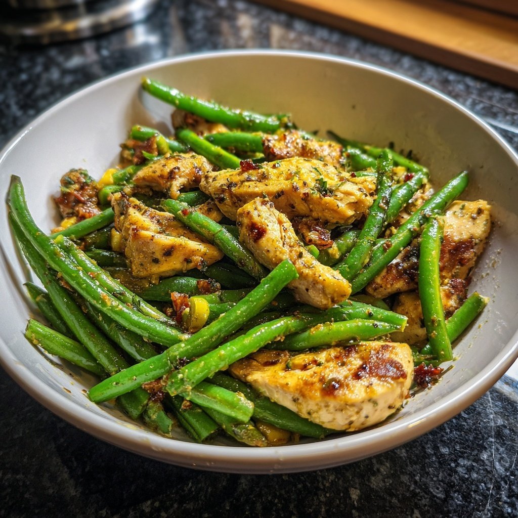 Kalorienarme Hähnchenpfanne Mit Grünen Bohnen