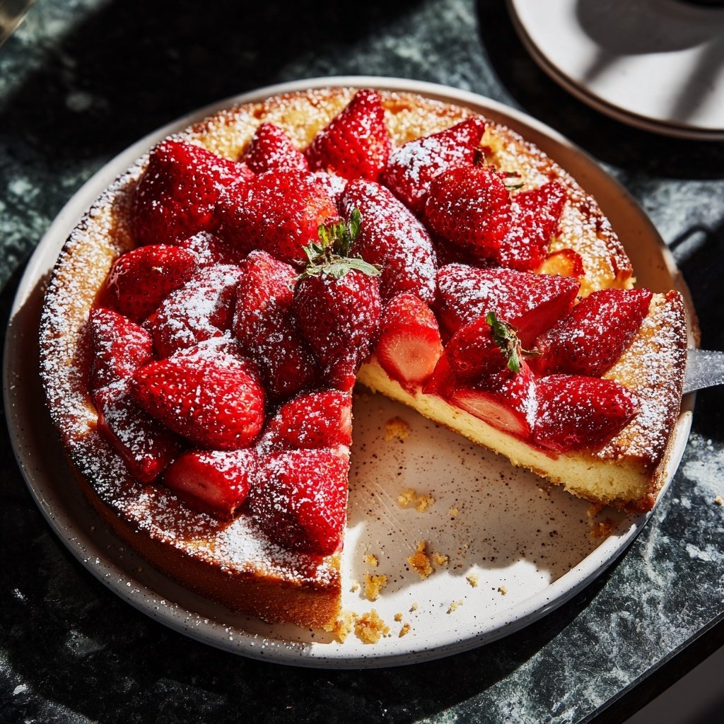 Erdbeerkuchen Mit Puderzucker