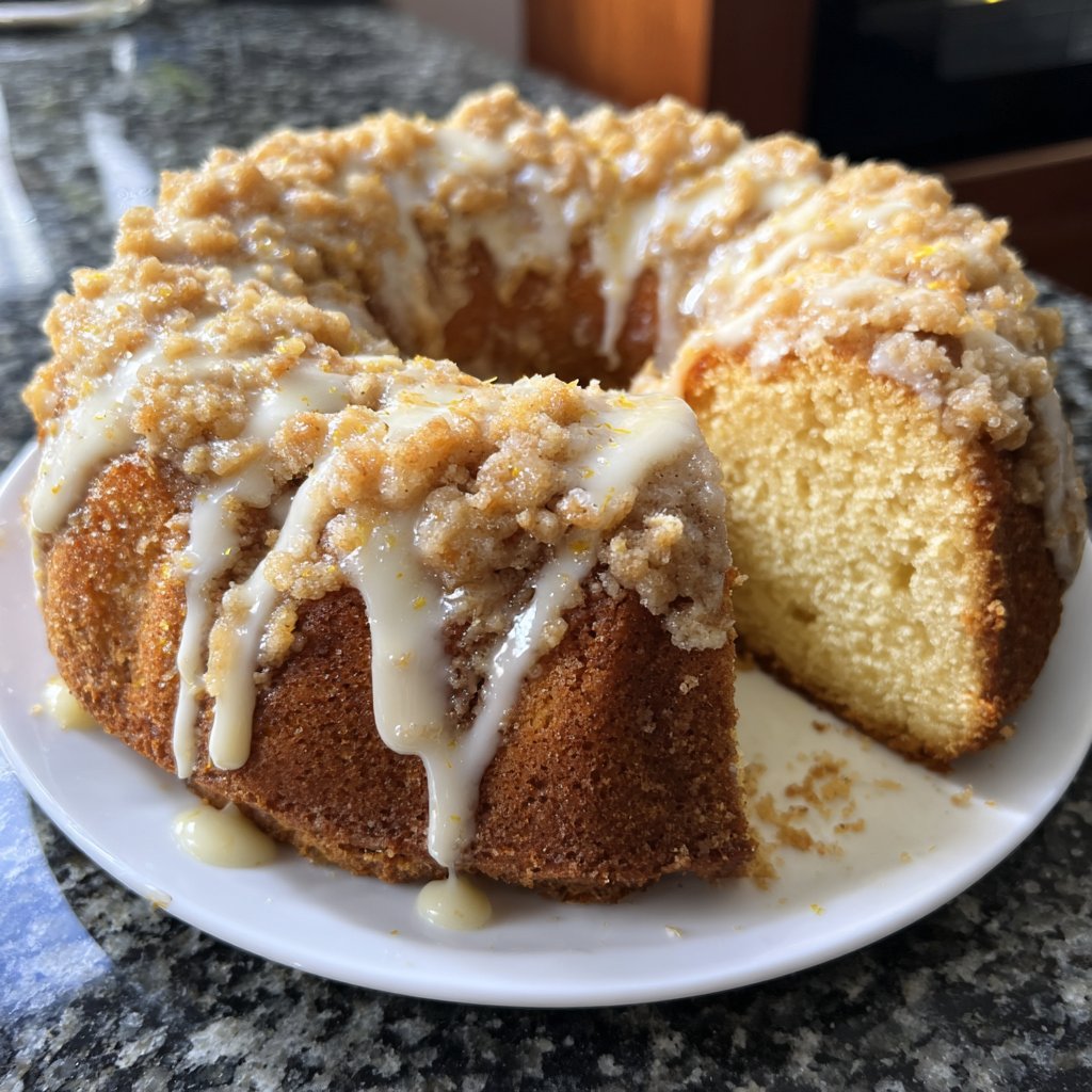 Kuchen mit Streuseln und Vanille