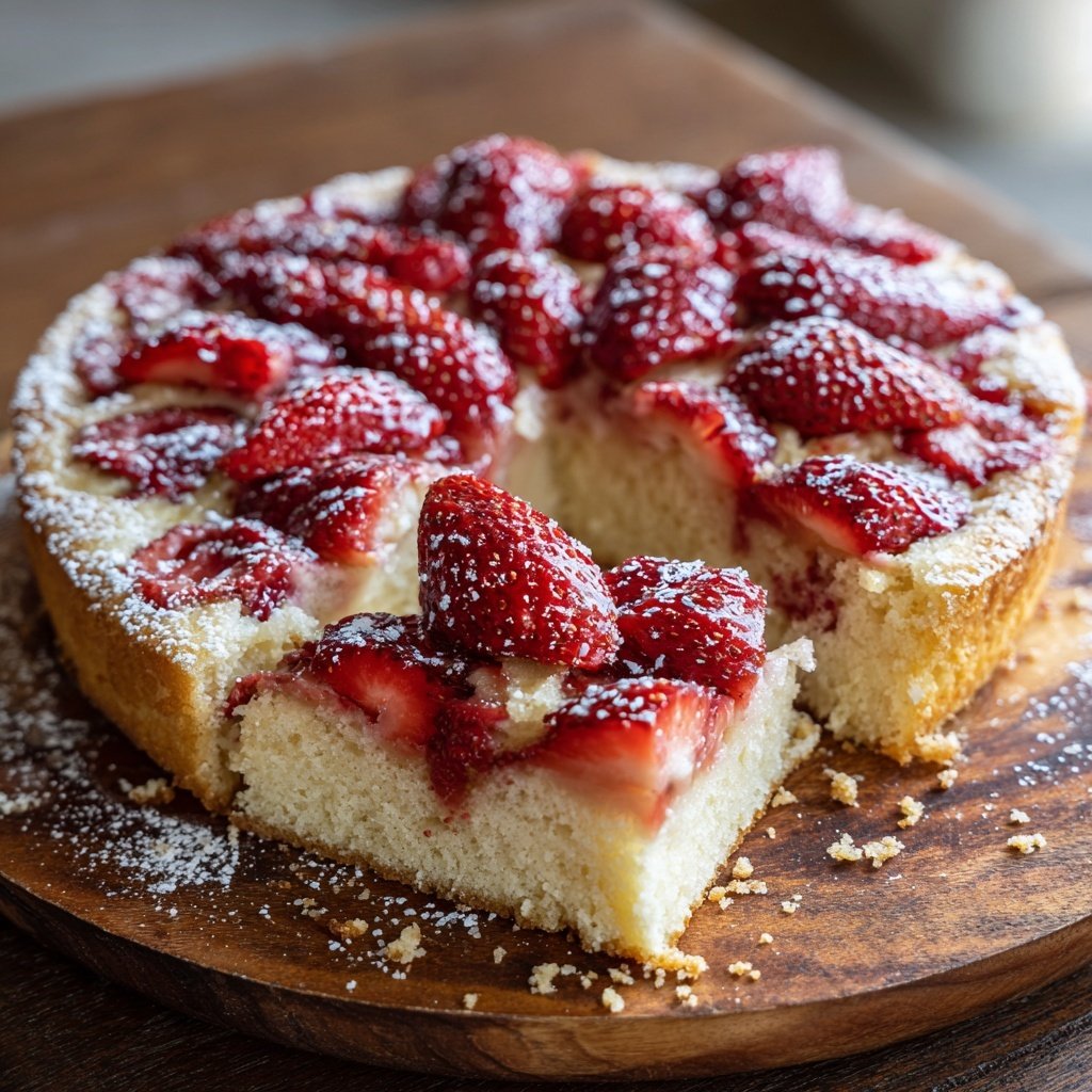 Erdbeerkuchen mit Biskuitboden