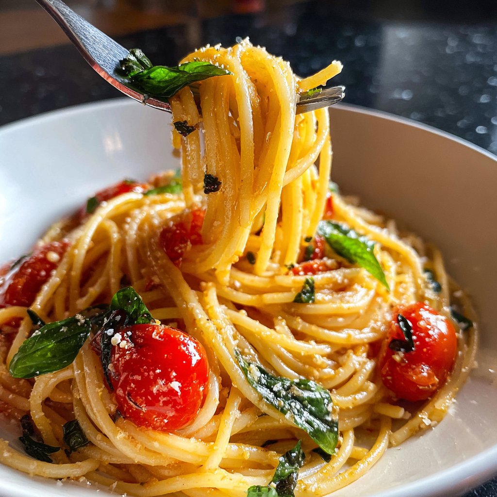 Spaghetti mit Tomaten-Basilikum-Sauce