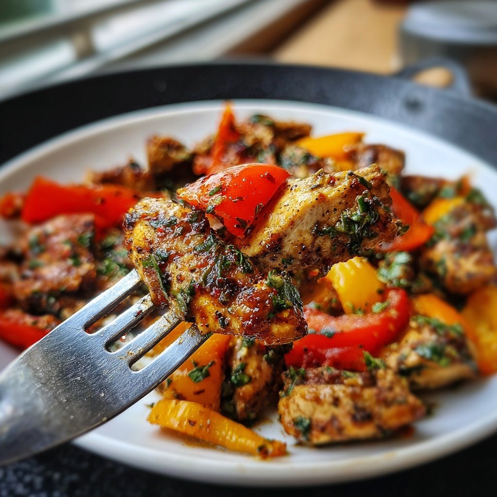 Kalorienarme Hähnchen Pfanne Mit Paprika